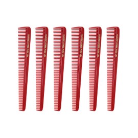 Allegro Combs 450 peines de pelo cónicos para peluquería, peines de corte de pelo, peines para mujer, peines de bolsillo, hechos en los Estados Unidos 6 unidades. (Rojo)