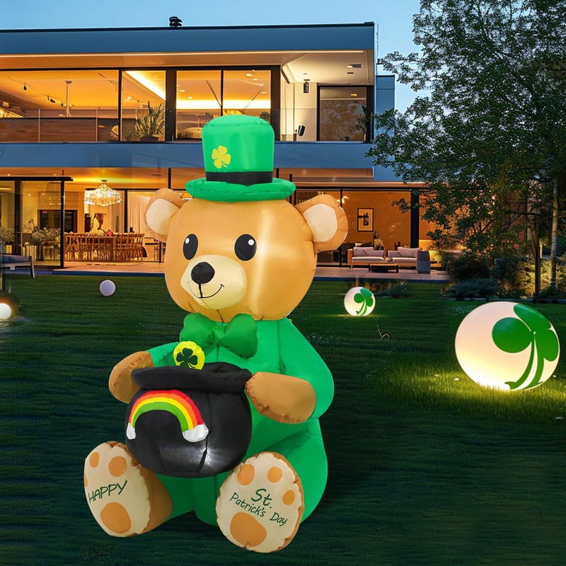 SHDEJTG 4 Ft St Patricks Day Inflatables Outdoor Decorations, Blow