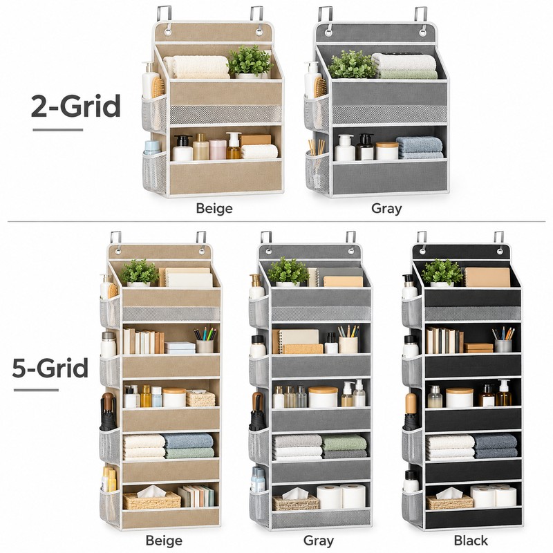 Hanging Storage Organizer for Behind-Door Use – Anti-Tilt Multi-Pocket Shelf