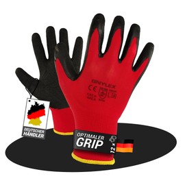 WS-Pro Work Gloves with Latex Coating - 12 Pairs - Work Gloves Women, Work Gloves Men - Robust Assembly Gloves for Home and Garden - Gardening Gloves, 12 Pairs, Size 9