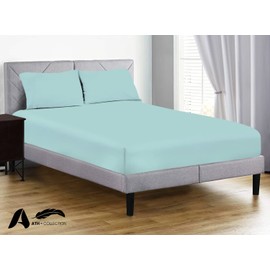 AATH COLLECTION Egyptian Cotton Fitted Sheet 23 CM Deep, 200 Thread Count Single, Double, King, Super King Fitted Bed Sheets, Soft & Fade Resistant (Double, Duck Egg)