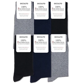 Occulto Men's 100% Cotton Socks Pack of 6 (Model: Roland), Blue Mix