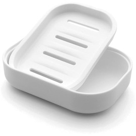 Plastic Soap Dish with Drainage,Soap Dishes Holder for Bathroom Shower，Keep Soap Dry and Easy Cleaning (White)
