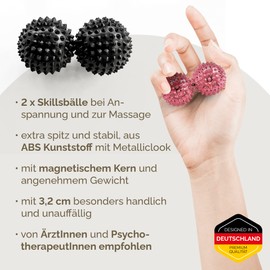 2 x DBT Skills Hedgehog Ball Magnetic High Stress Acupressure Ball for Stress Relief or Massage Against Tension and for More Mobility and Concentration (Black)