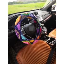 YDMZZB Crochet Steering Wheel Cover,Galsang Flower Crochet Steering Wheel Cover,Car Steering (Steering Wheel Cover)