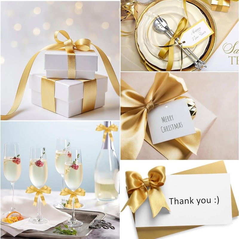 10mm Champagne Gold Satin Ribbon 22M ，Fabric Hair String Ribbon
