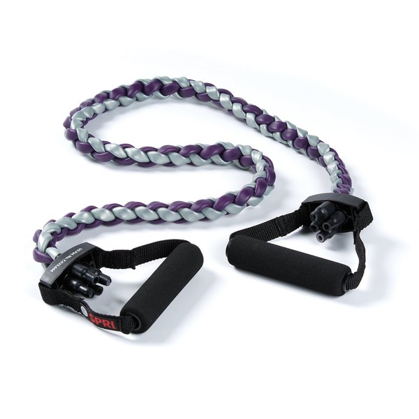 SPRI Braided Xertube Resistance Band Exercise Cords, Ultra Heavy (Level 5), Purple/Grey