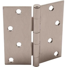 4 in. Square Corner Satin Nickel Door Hinge (3)