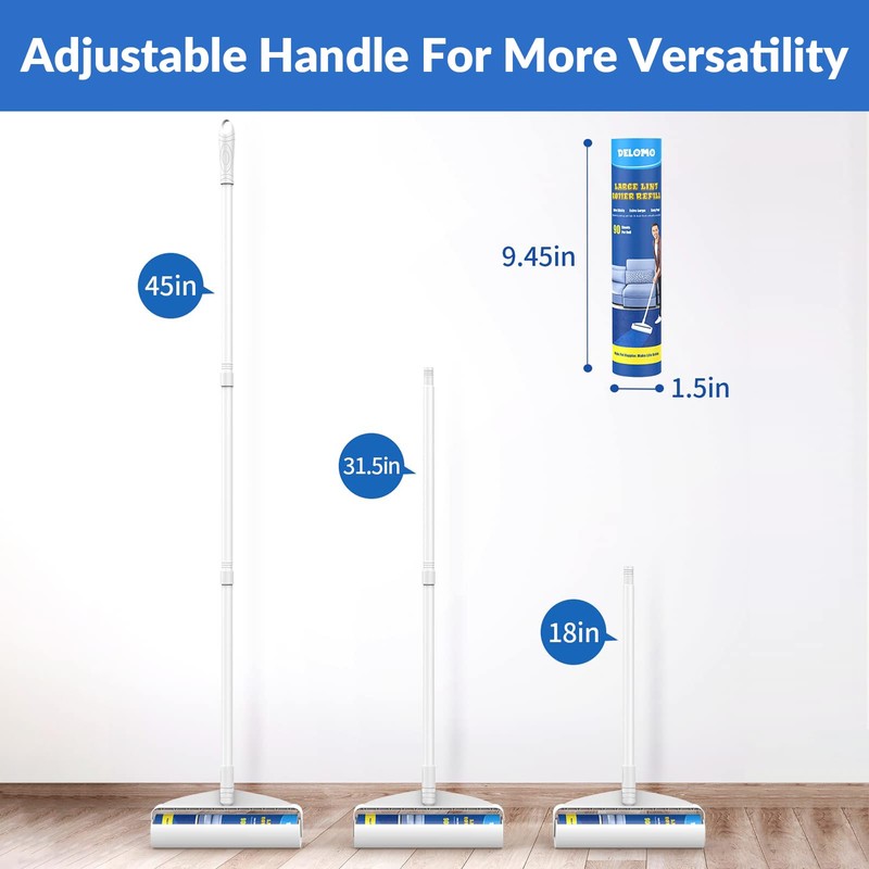 Large Lint Rollers for Carpet, Sticky Rollers for Floor DELOMO