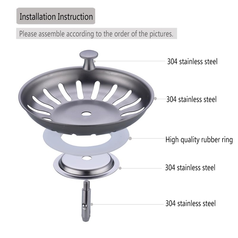 Kitchen Sink Drain Basket Strainer Filter/Stopper with Handle, Anti-Clog Kitchen