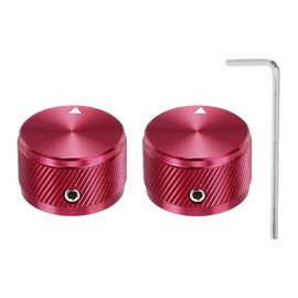 sourcing map 2 Pcs Aluminium Potentiometer Knobs, 1/4" (6mm) Universal Volume Tone Control Knobs for Guitar, Bass, Twill 5/8" Red