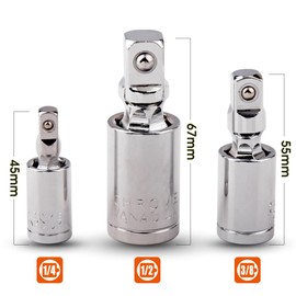 3 Pieces 1/4 Inch 3/8 Inch 1/2 Inch Impact Universal Joint Adapter Set Ratchet Socket Drive Flexible Socket Extension Bar Universal Sleeve Manual Tool