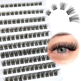 SLSXNL Lash Clusters D Curl Natural Eyelash Clusters 8-16MM Wispy Cluster Lashes 8mm 10mm 12mm 14mm 16mm 120pcs Thin Band False Eyelashes
