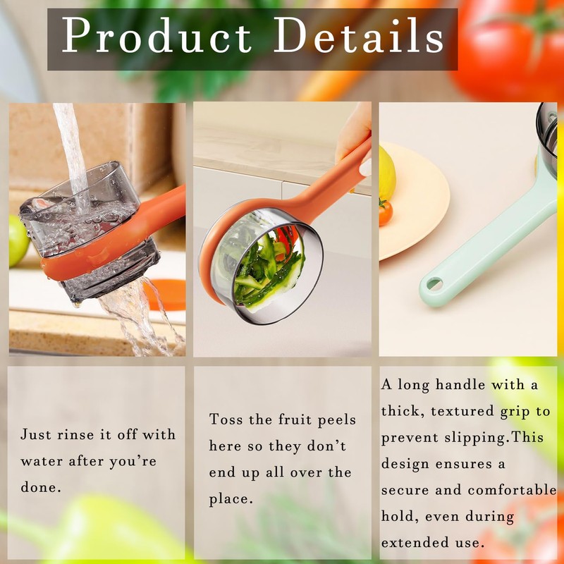 Vegetable Peeler with Container Double Sided Stainless Steel Blade Easy