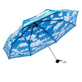 LUCKYWEATHER Mini Women's / Men's Pocket Umbrella with Clouds Motif I Pocket Umbrellas Small and Stable and High-Quality Workmanship I Umbrellas with UV Protection
