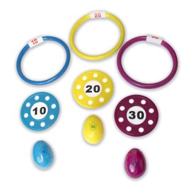 SWIMLINE Dive Rings Discs & Eggs Triple Fun Combo Toys 9 - Pack Weighted Catch And Retrieval Game For Swimming Pool & Bath Tub For Kids Multi Color Rings Underwater Dive Practice Education Learn