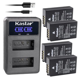 Kastar 4-Pack EN-EL20 Battery and LED2 USB Charger Compatible with Nikon Coolpix P950, Nikon Coolpix P1000, Nikon Coolpix A, Nikon 1 AW1 DSLR Camera, Blackmagic Pocket Cinema Camera