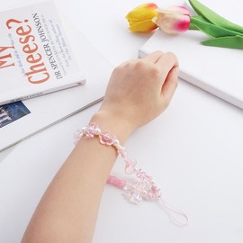 1Pc Pink Acrylic Beaded Mobile Phone Straps Anti-Lost Hand Strap Pendant Phone Hanging Rope Phone Lanyard Phone Wrist Hand Lanyard measuring approximately 20cm Décor Phone Charms
