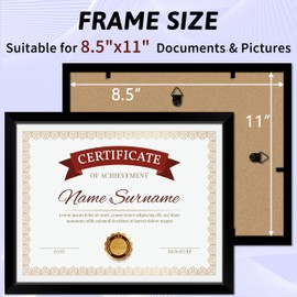 NEXCOVER Diploma Frame Black 6 Pack, 8.5 x 11 Certificate Frame with HD Plexiglass, 8.5 by 11 Picture Frames for Documents, Photos, Posters, Artworks, Horizontal and Vertical Wall Display