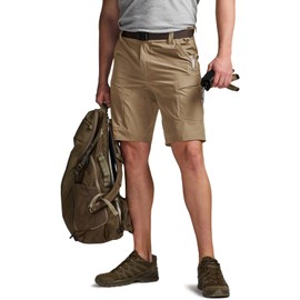 CQR Men's Quick Dry Stretch Hiking Cargo Shorts, Lightweight Water Resistant Tactical Casual, Golf & Outdoor with Pockets, Shenandoah Cougar, 32W x 12L