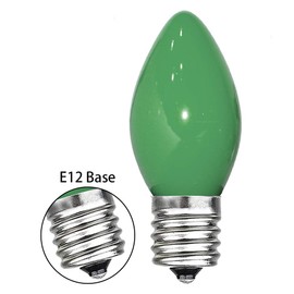 Goothy 25 Pack C7 Christmas Replacement Bulbs, Green Ceramic Light Bulbs for Christmas Outdoor Patio Indoor String Lights, C7/E12 Candelabra Base, 5 Watt -Green