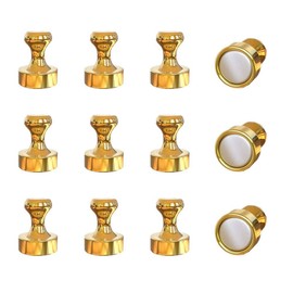 Refrigerator Magnet Push Pin - Rakizbe Brushed Nickel Steel Fridge magents, Magnetic Pushpins, Magnet Thumb Tacks, Magnets for Whiteboard, Kitchen, Office, Bulletin Board, Lockers (Gold)