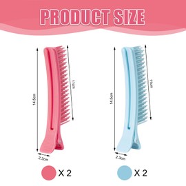 4pcs Grip Clips for Hair Sectioning,2 Colors Hair Sectioning Clips,for Salons,Families,Dyeing,Perming and Styling Areas(Pink+Blue)