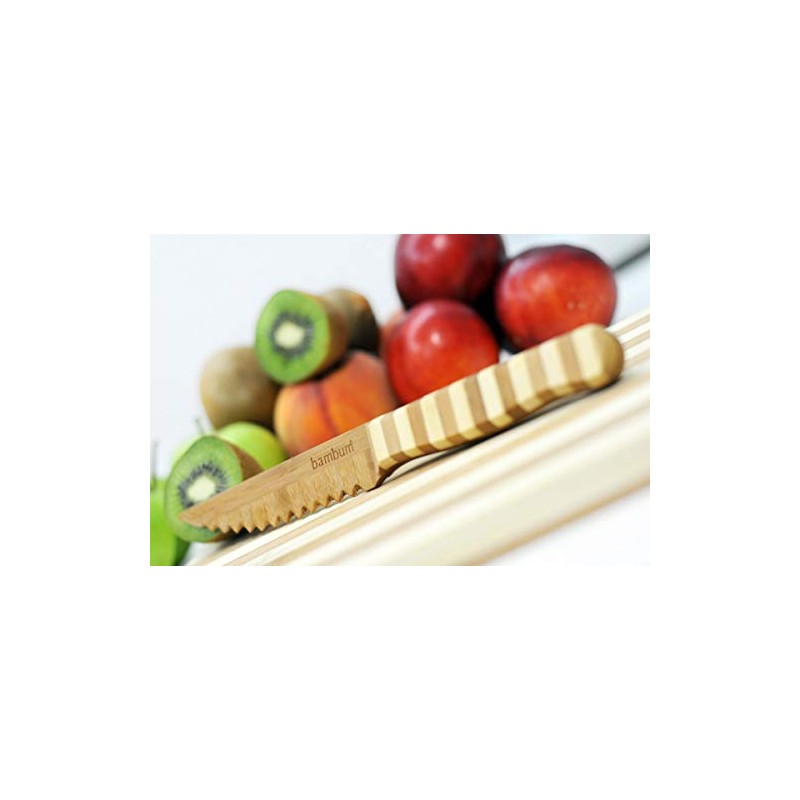 USRA Bamboo Kitchen Paring Lettuce Knife Serrated For Fruit Vegetable