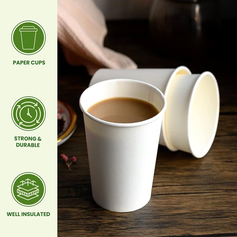 Disposable Paper Cups 8oz / 230ml, PACK OF 50 Single