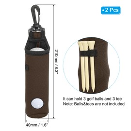 PATIKIL Golf Ball Carry Bag, 2 Pcs Golf Tee Holder Pouch Portable Neoprene Golf Ball Holder with Clip for Men and Women Storage Gifts, Brown