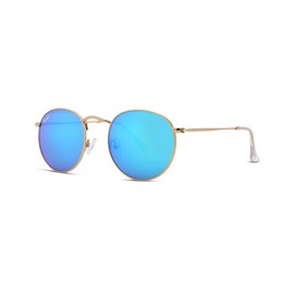 Pro Acme Polarized Small Round Sunglasses for Women Men Classic Crystal Glass Lens Retro Circle Metal SunGlasses,50mm(Plastic G15 Green Lens)