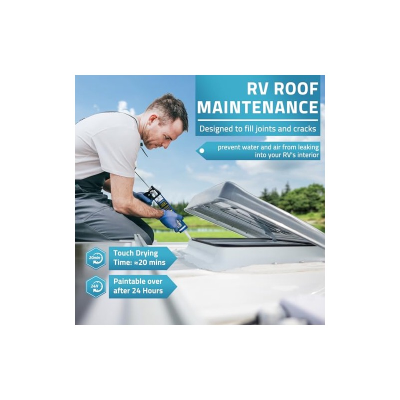 Self-Leveling RV Roof Sealant for Camper Repair - 2 Packs