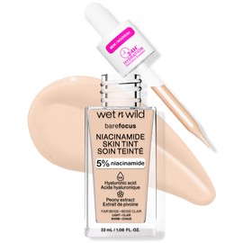 Wet n Wild Bare Focus Niacinamide Skin Tint, Leichte Foundation mit Aufbaubarer Formel, Angereichert mit Hyaluronsäure und Vitamin E für einen Strahlenden Look, Fair Beige