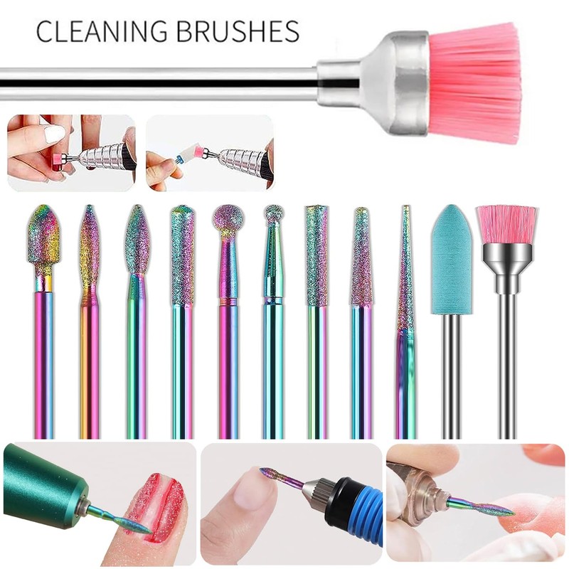 Gasea 20Pcs Nail Drill Bits Sets, 3/32 Inch Diamond Cuticle