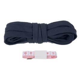 PATIKIL Flat Drawstring Cord 10mm x 5 Yd, Draw String Replacement Flat Rope Soft Cotton Hoodie String Cords Roll with Ruler for Sweatpants Shorts Pants Strap Garment, Navy Blue