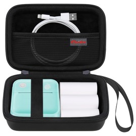 Elonbo Carrying Case for lopevi Bluetooth Label Maker Machine, Portable Mini Thermal Label Printer Travel Bag, Wireless Small Handheld Sticker Maker Storage Holder, Pocket Fits Label Paper, Black