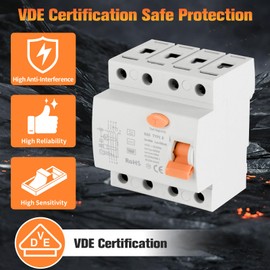 FI Circuit Breaker Type B 40A 30mA 4-Pin - High Performance Residual Current Circuit Breaker All-Current Intensive for Wall Boxes and Charging Stations, Reliable RCD Switch Automatic Fuse