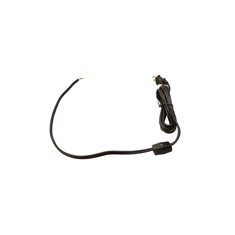 B&P Lamp® 8 Foot Black Cord Set W/Rotary On-Off Switch,