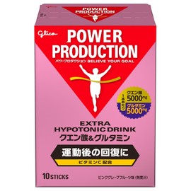 Power Production Power Production Extra Hypotonic Drink, Citric Acid & Glutamine, Pink Grapefruit Flavor, 0.4 oz (12.4 g) x 10 Individual Pack, Sports Drink, Powder, Power Production