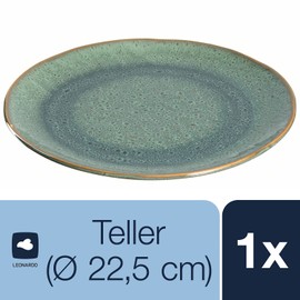 Leonardo Matera 018539 Ceramic Plate, Dishwasher-Safe Dinner Plate with Glaze, 1 Round Stoneware Plate, Green, Diameter 22.5 cm, Pack of 1