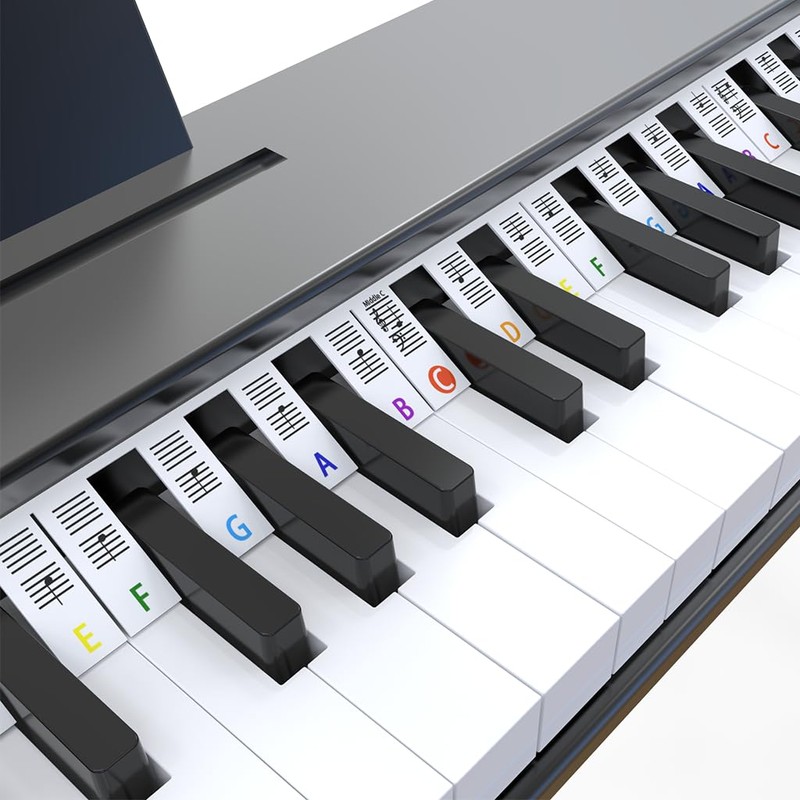 Piano Key Stickers for 88-Key Keyboard, Removable Silicone Labels with