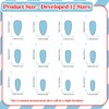 Almond Press on Nails Medium 3D Blue Fake Nails Chrome