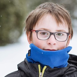 LUPA Kids Handmade Double-Layer Fleece Neck Warmer - Kids Neck Warmer for Boys & Girls - Fleece Neck Gaiter for Winter (Royal Blue, Large (7-12))