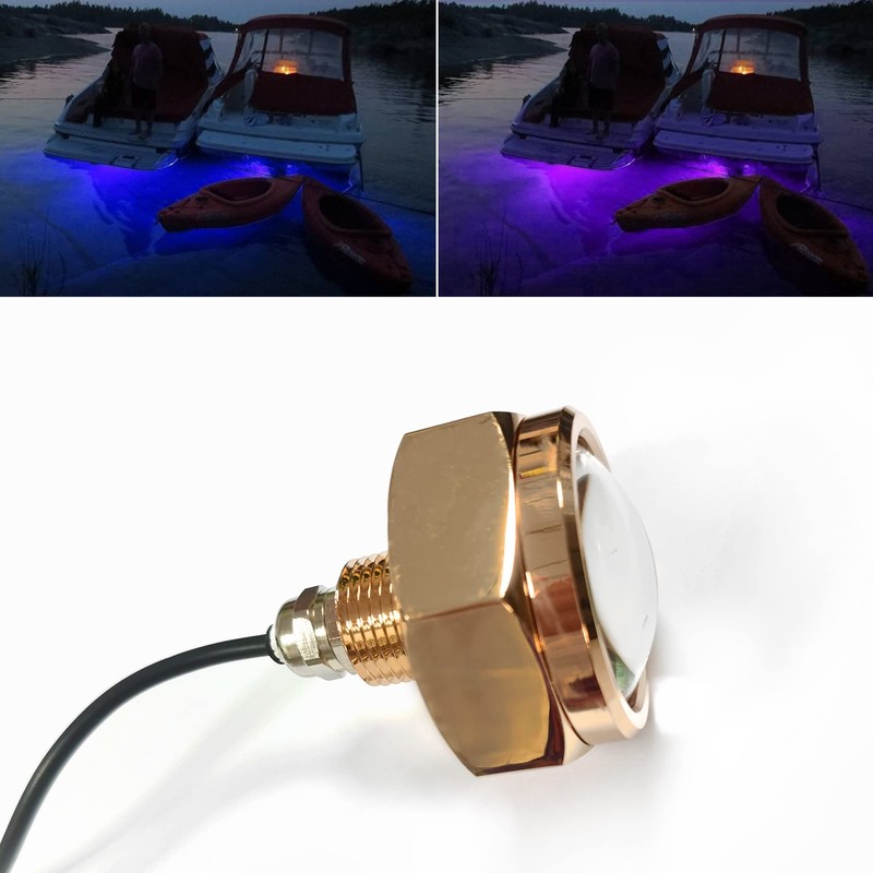 UWDESY 2PC RGB 1/2'' NPT Underwater Boat Drain Plug Light