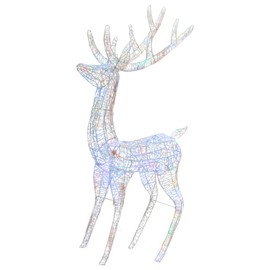 vidaXL Colorful Acrylic Christmas Reindeer – XXL 6-ft, with 250 LED Lights and 8 Settings, Energy-Saving – Outdoor Weather Resistant Festive Decoration