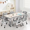 Kids Table and 6 Chairs Set, Height Adjustable Toddler Table