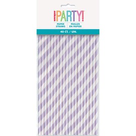 Striped Paper Straws | Lavender | 40 Pcs.