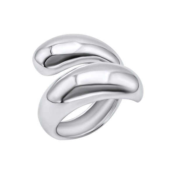 Silverly Sterling Silver Extra Chunky Teardrop Wrap ring - Puffed