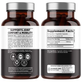 Number One Nutrition N1N Premium Black Seed Oil [Max Strength, 1000 mg] 100% Cold-Pressed Nigela Sativa to Support Digestion, Immune System and Joint Comfort and Mobility, 120 Caps