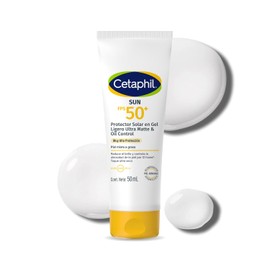 Cetaphil Sun FPS 50+ Protector Solar Gel Ligero Ultra Matte, Control de Brillo y Oil Control para Piel Grasa y Mixta, Protección UVA UVB, 50 ml